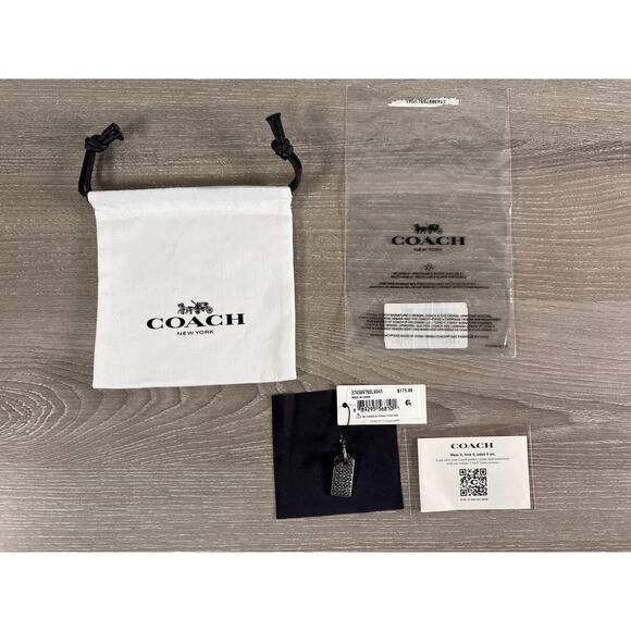 Coach Unisex Sterling Silver Signature Tag Charm Huggie- Single Earring- NEW - Picture 1 of 4